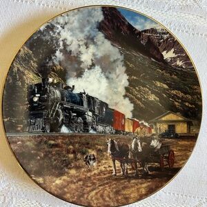 Cresting The Summit From The Forging New Frontiers Hamilton Coll. Train Plate